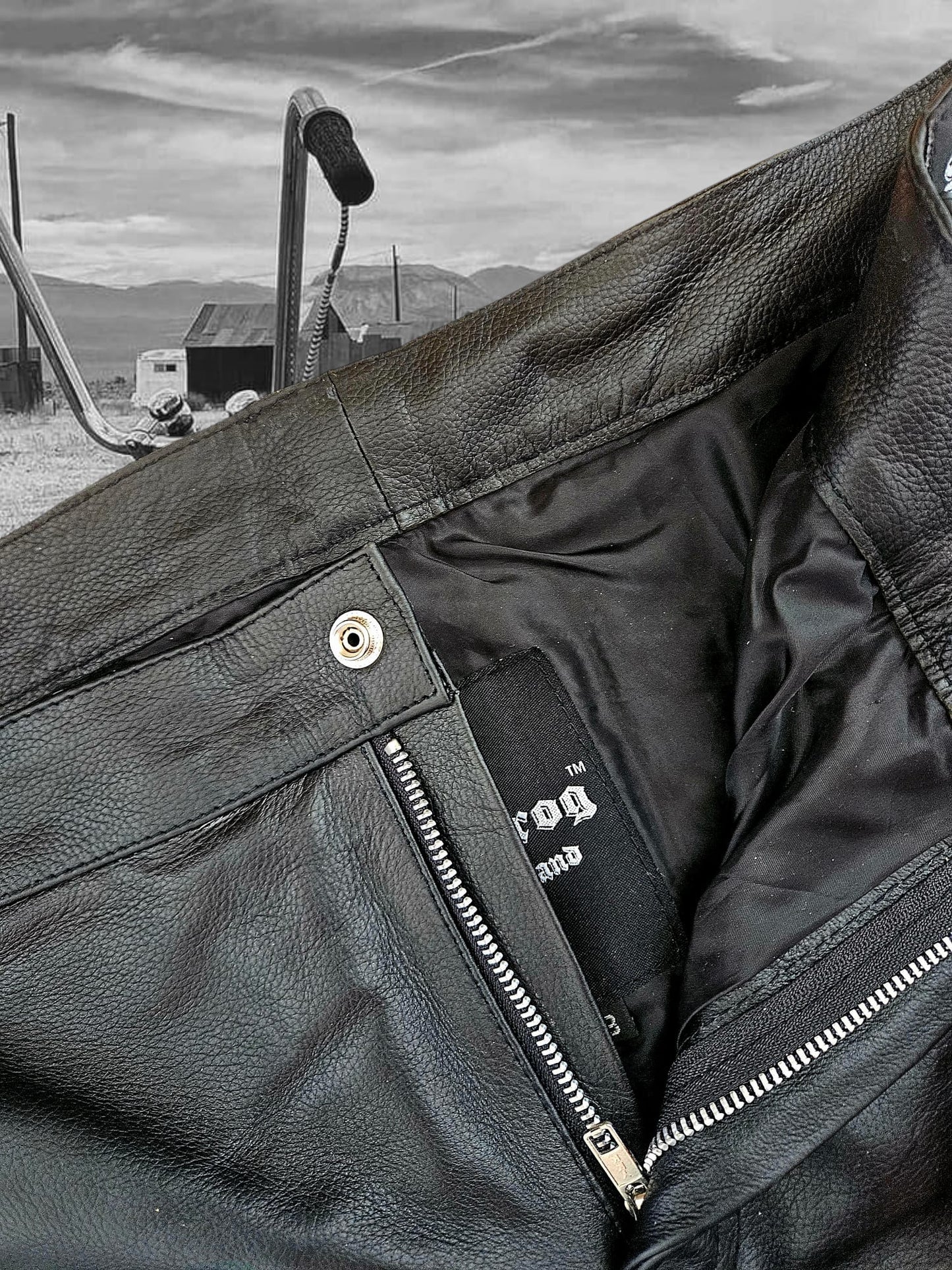 Svarog Leather Biker Cargo Pants Black