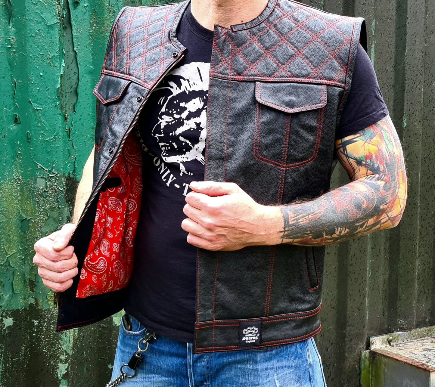 SVAROG England DIAMOND LEATHER VEST / CUT