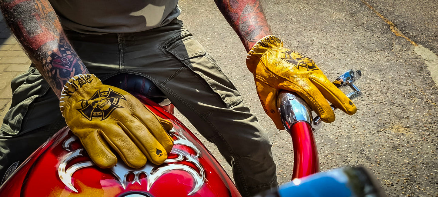 Svarog Storm Rider 5499 Real Leather Biker Gloves / Shanks For Chopper Harley / Bobber Riders - Phoenix 212 Clothing