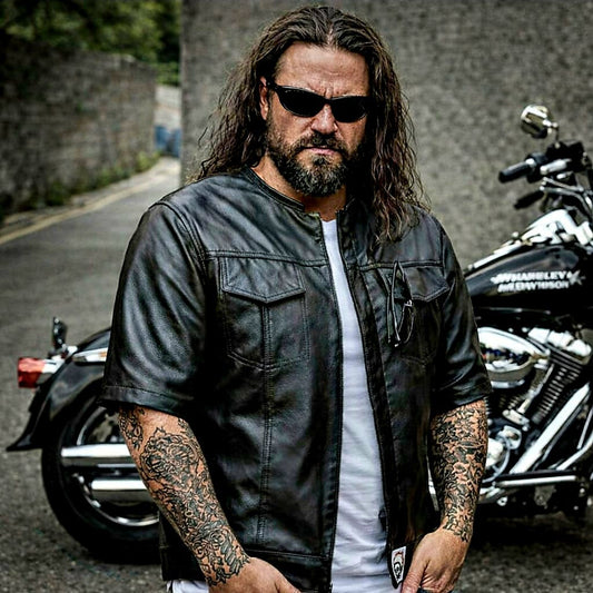 Svarog England California Style Leather 1/3 Sleeve Vest