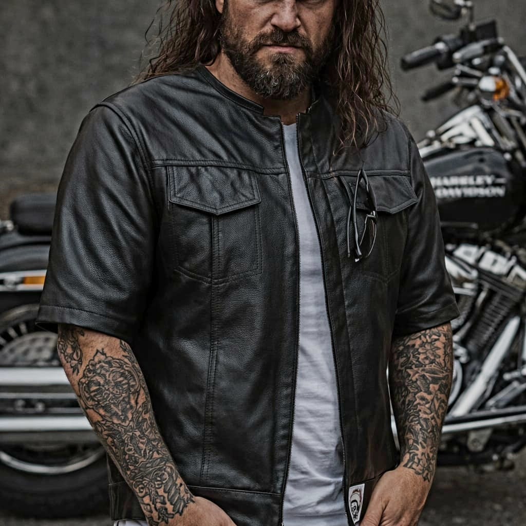 Svarog England California Style Leather 1/3 Sleeve Vest