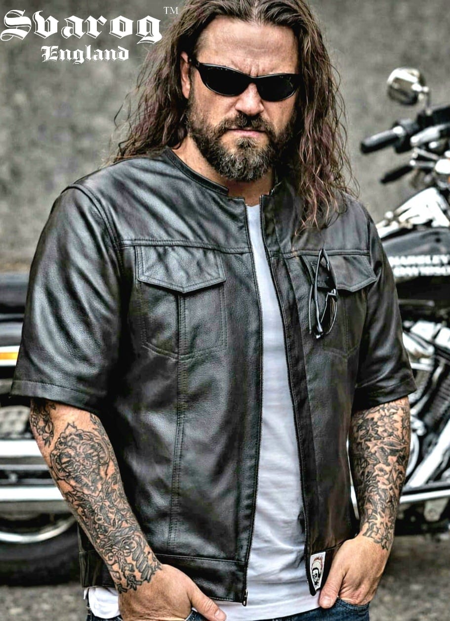 Svarog England California Style Leather 1/3 Sleeve Vest