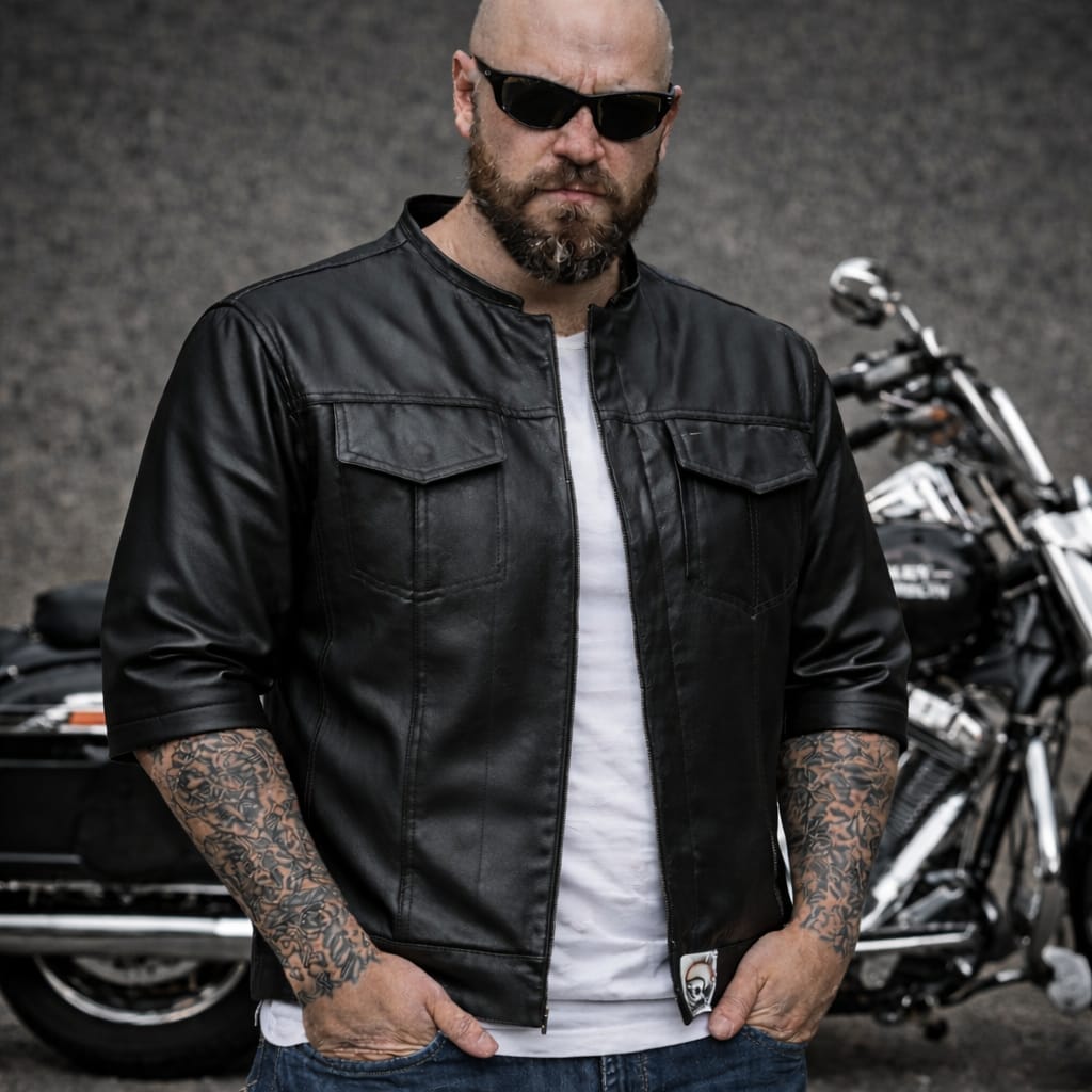 Svarog England California Style Leather 3/4 Sleeve Vest